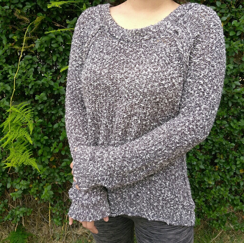 Free People Taupe Salt and Pepper Knit Sweater (M)